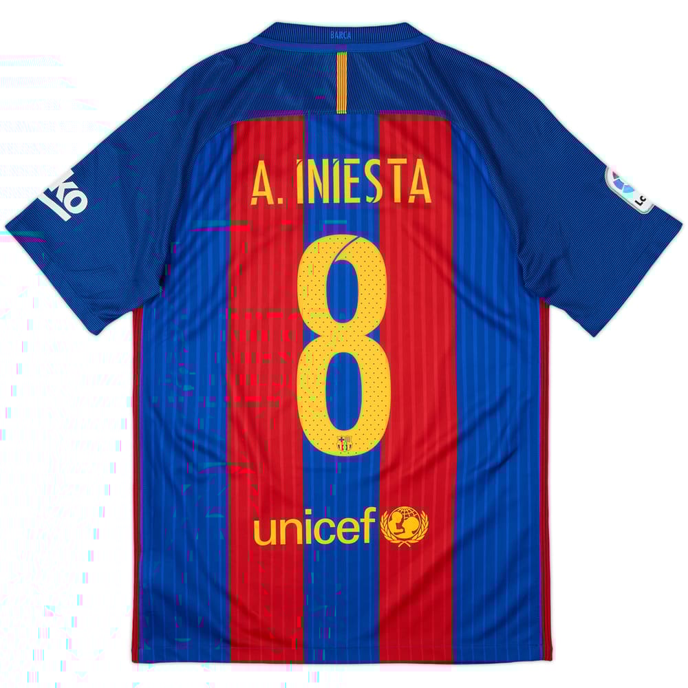 2016-17 Barcelona Home Shirt A.Iniesta #8 - 9/10 - (S)