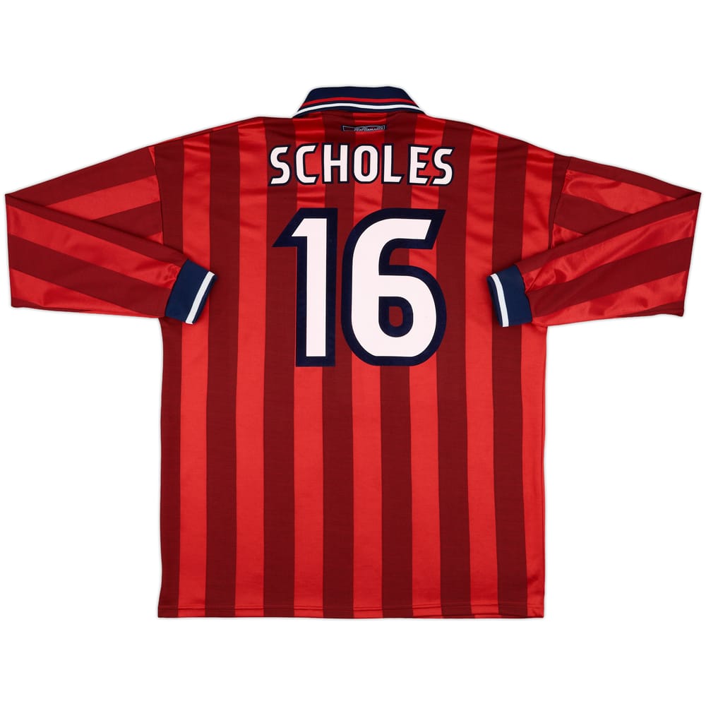 1998 England FIFA World Cup Away L/S Shirt Scholes #16 - 9/10 - (XL)
