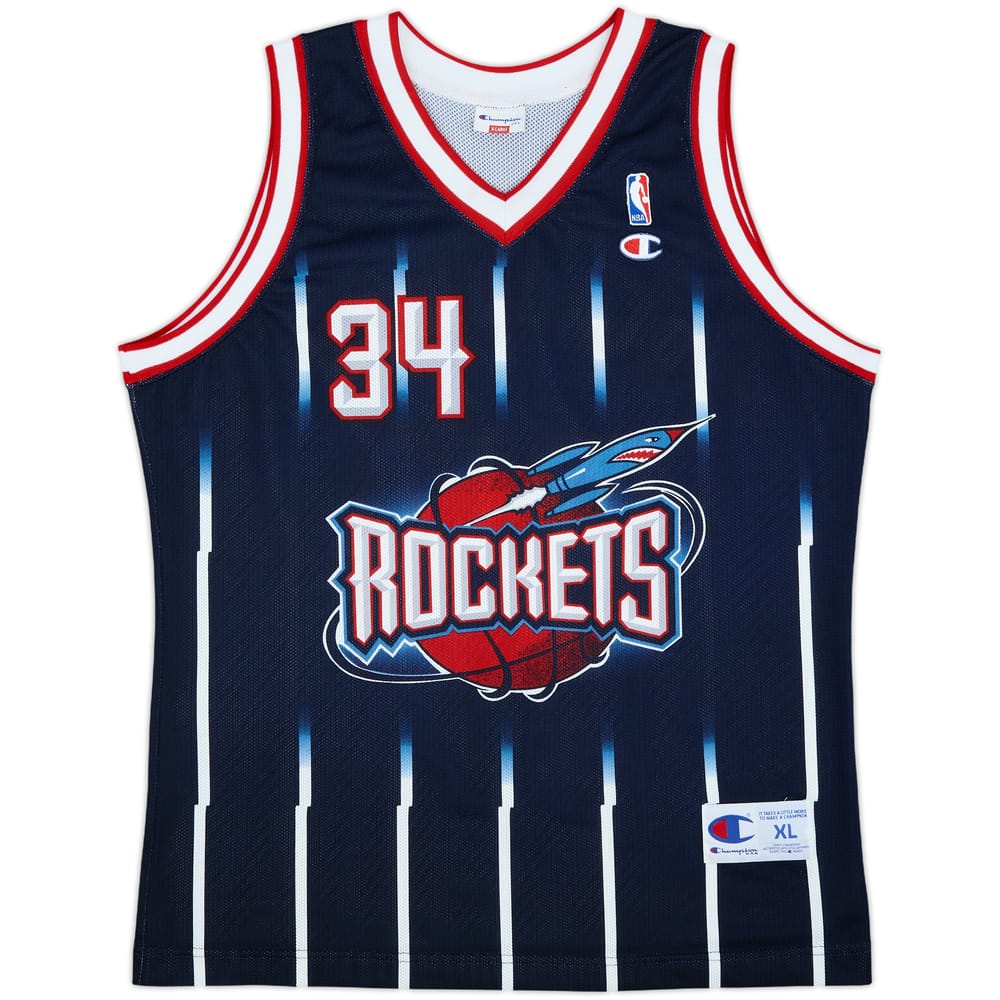 1995-01 Houston Rockets Olajuwon #34 Champion Away Jersey - 9/10 - (XL)