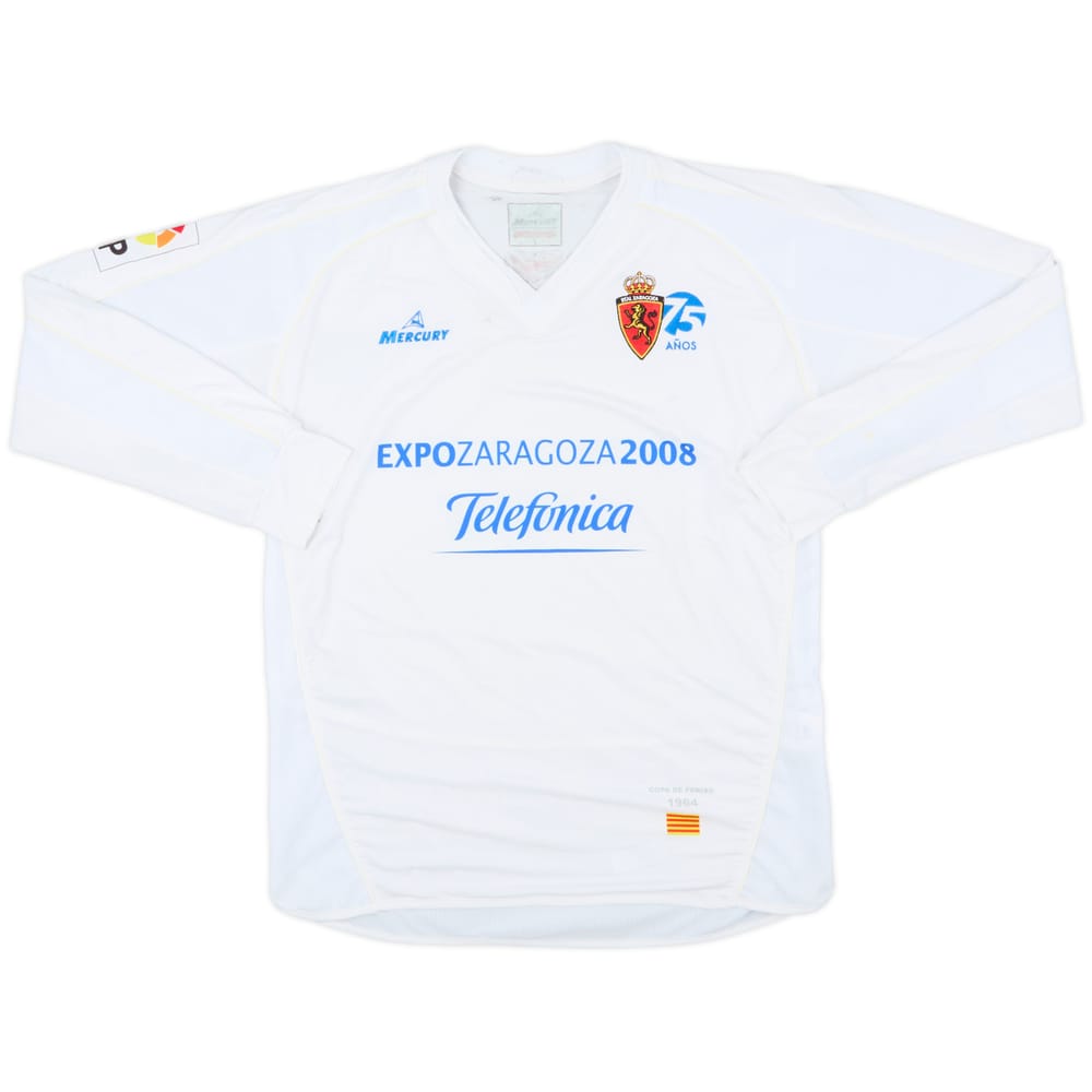 2007-08 Real Zaragoza Home L/S Shirt - 6/10 - (L)