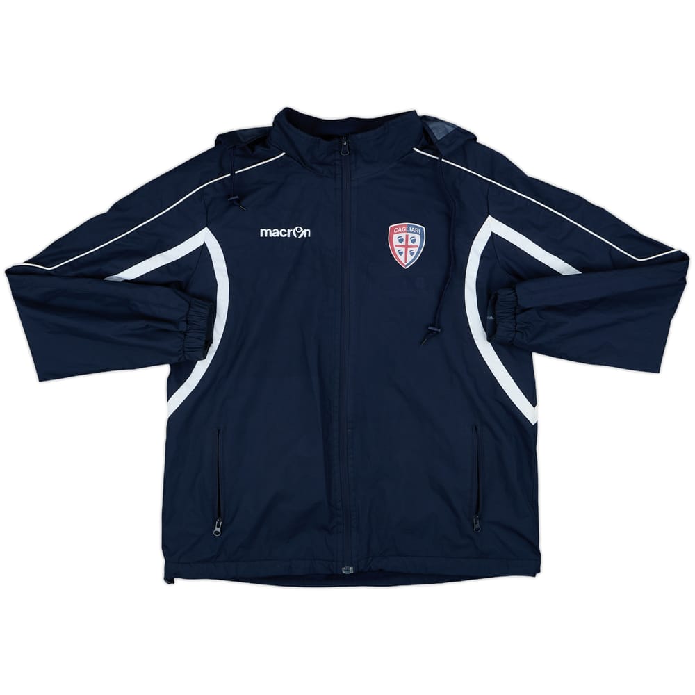 2008-09 Cagliari Macron Hooded Rain Jacket - 8/10 - (L)
