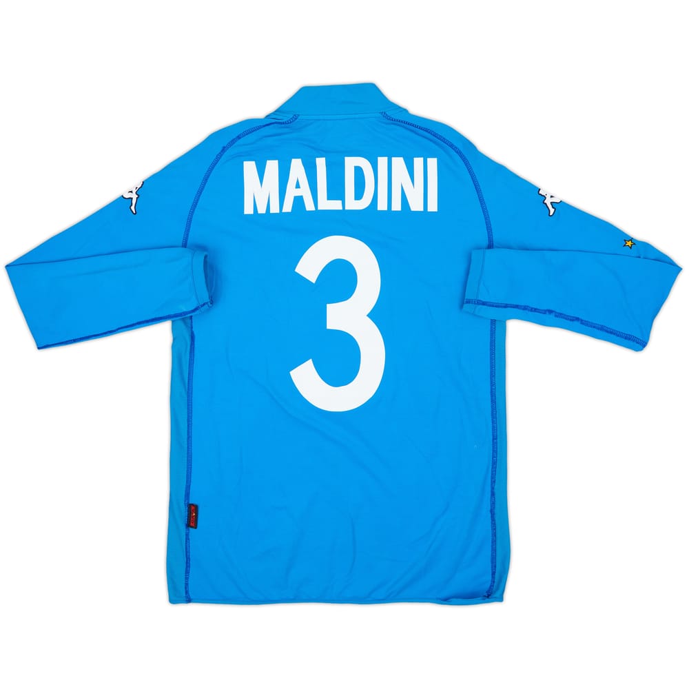 2002 Italy Home L/S Shirt Maldini #3 - 4/10 - (S)