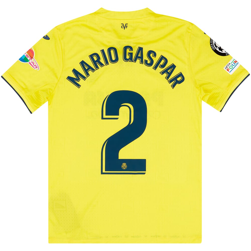 2021-22 Villarreal Match Issue Champions League Home Shirt Mario Gaspar #2 (v Man Utd)