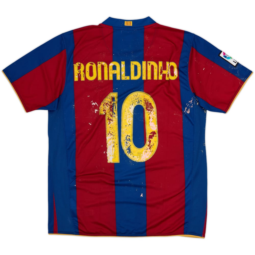 2007-08 Barcelona Home Shirt Ronaldinho #10 - 3/10 - (L)