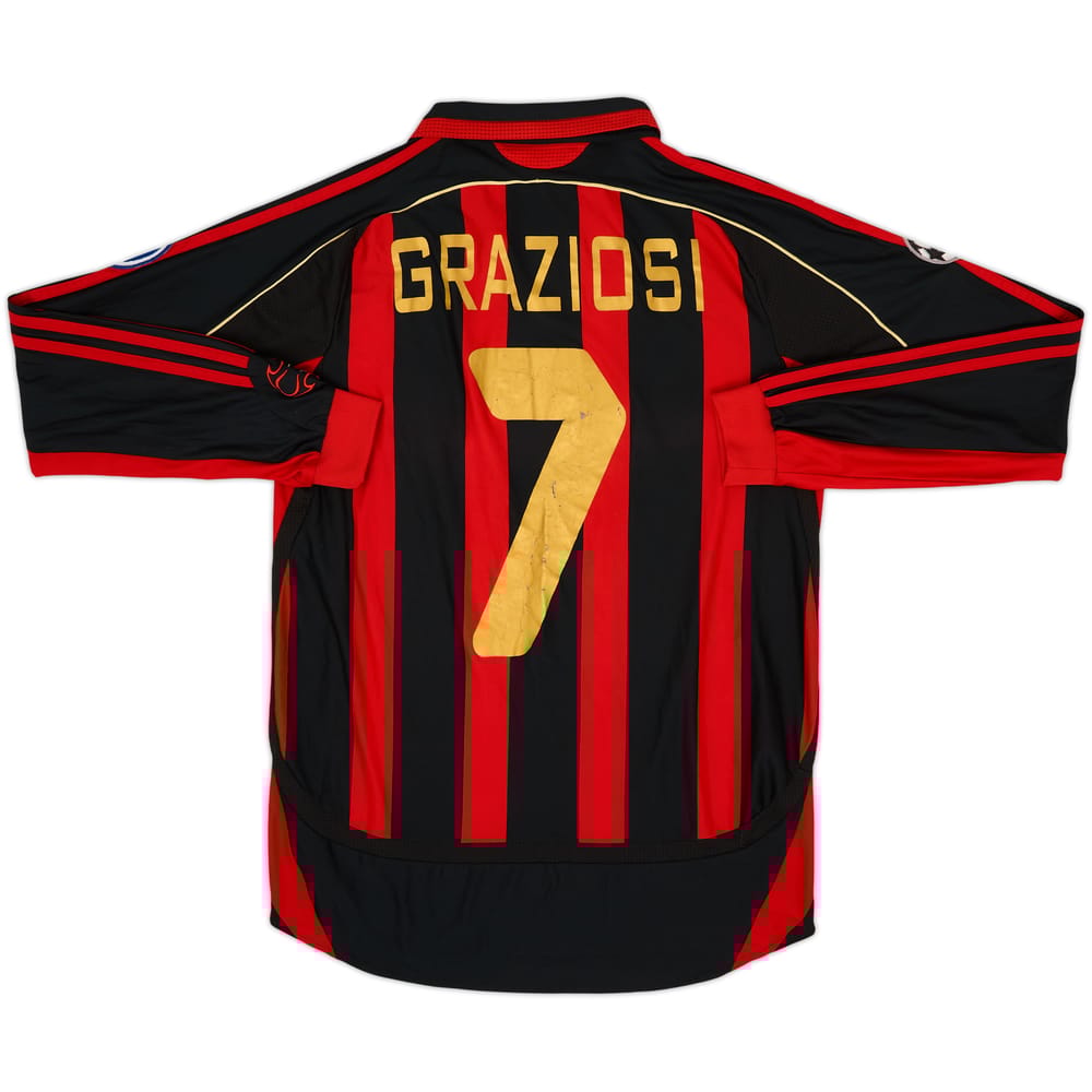 2006-07 AC Milan Home L/S Shirt Graziosi #7 - 6/10 - (S)