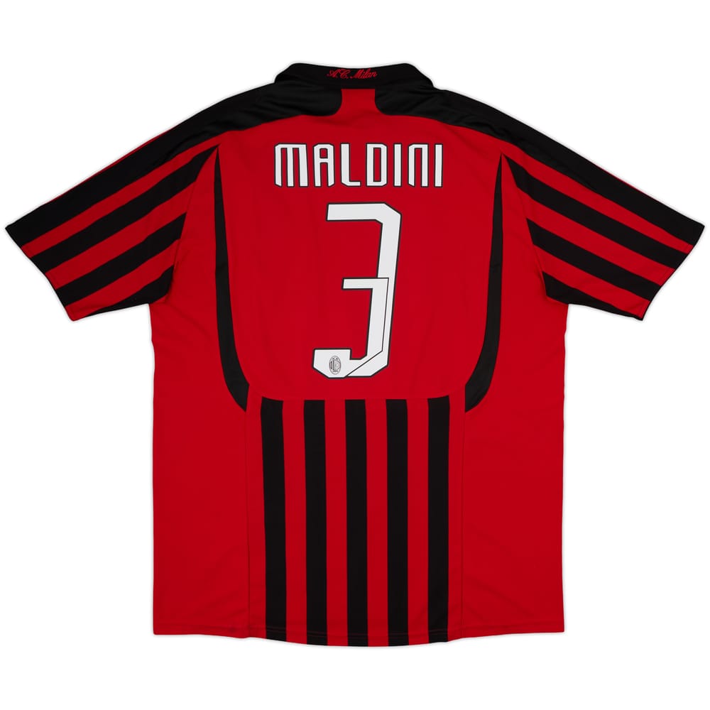 2007-08 AC Milan Home Shirt Maldini #3 - 8/10 - (XL)