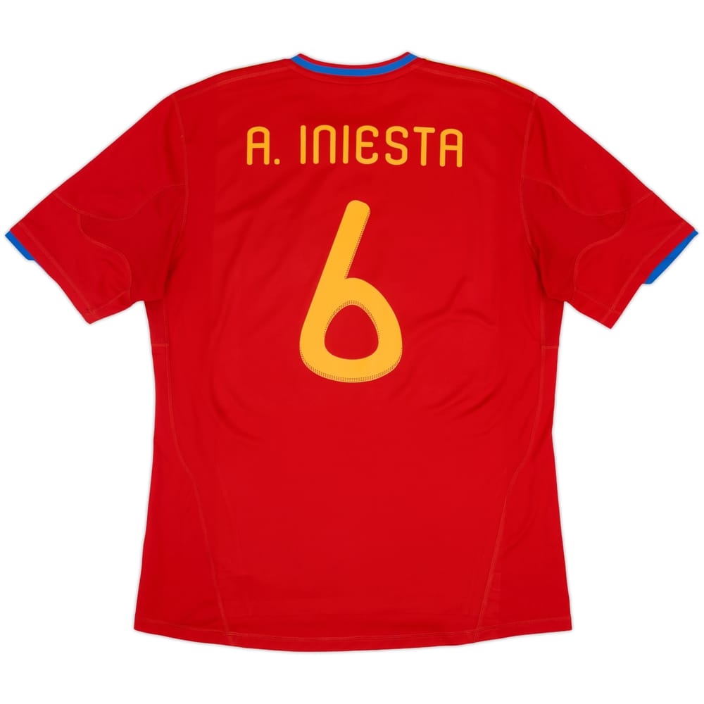 2009-10 Spain Home Shirt A.Iniesta #6 - 7/10 - (XL)