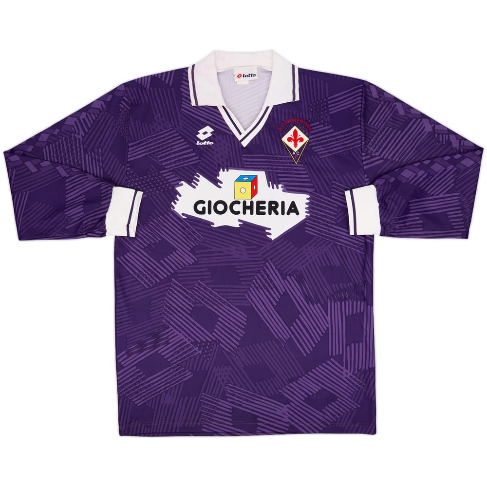 1991-92 Fiorentina Home L/S Shirt - 9/10 - (XL)