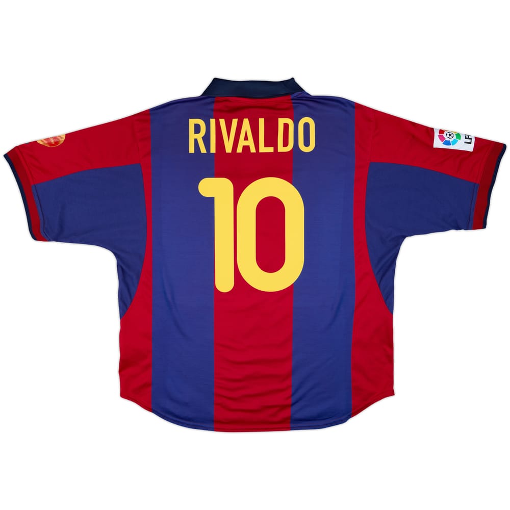 2000-01 Barcelona Home Shirt Rivaldo #10 - 8/10 - (XL)