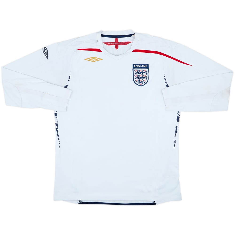 2007-09 England Home L/S Shirt - 4/10 - (L)