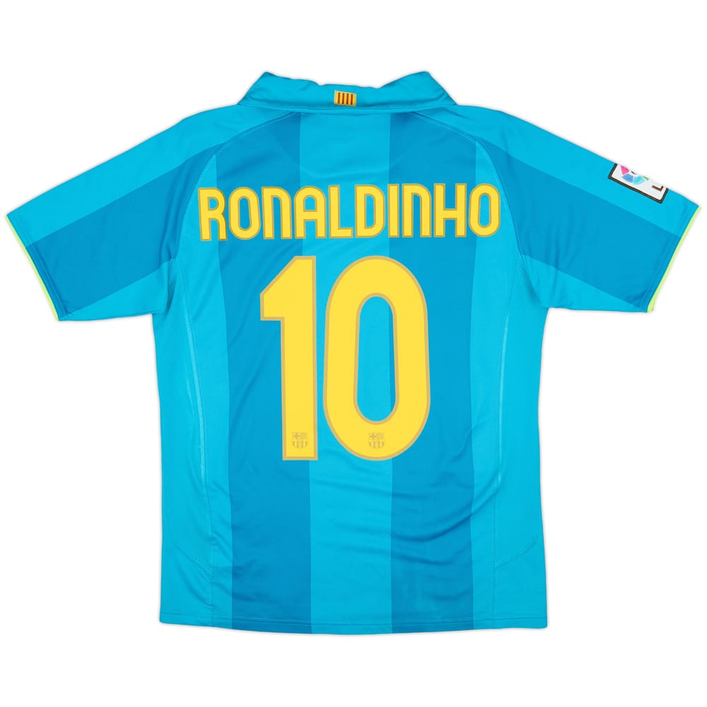 Camiseta de visitante del Barcelona 2007-09 Ronaldinho #10 - 7/10 - (XL.Niños)