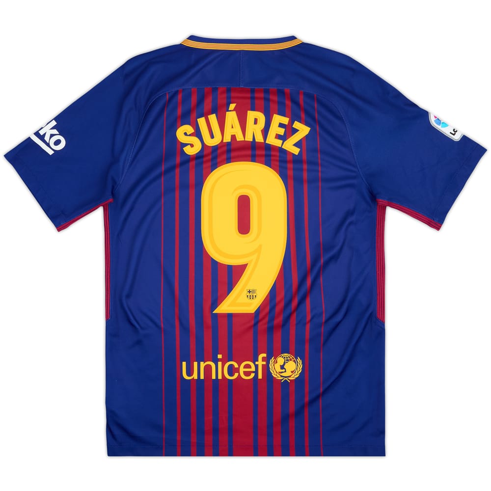 2017-18 Barcelona Home Shirt Suarez #9 - 9/10 - (S)