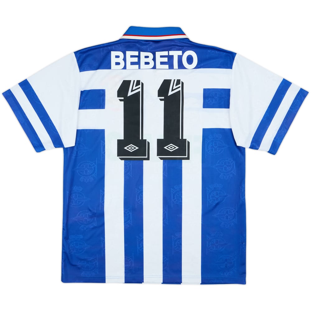 1995-96 Deportivo de La Coruna Copa del Rey Campeon Home Shirt Bebeto #11 - 8/10 - (L)