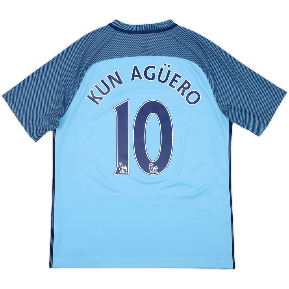 2016-17 Manchester City Home Shirt Kun Aguero #10 - 7/10 - (L)