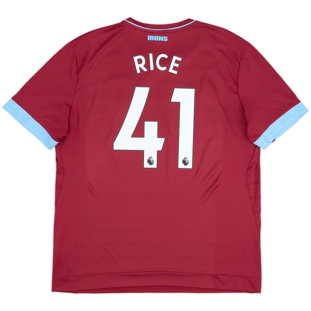 2018-19 West Ham Home Shirt Rice #41 - 7/10 - (XXL)