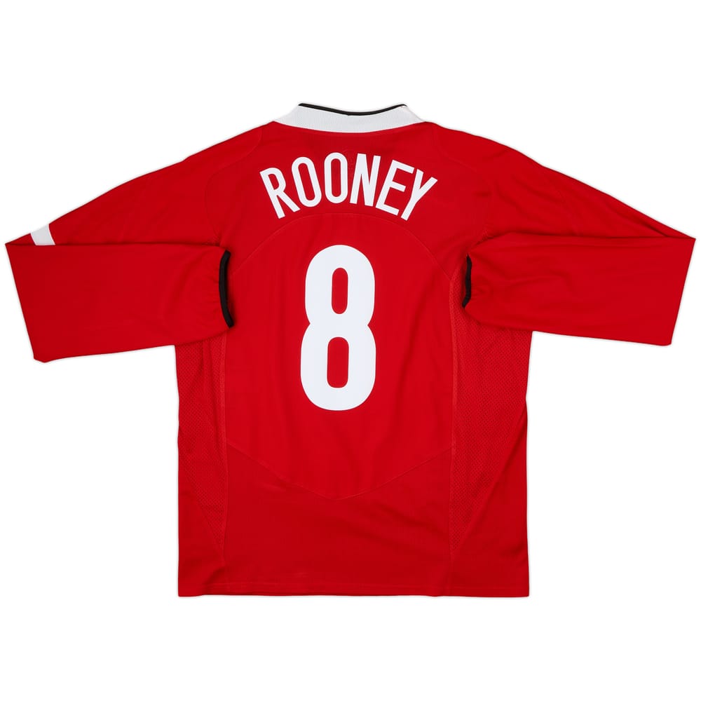 2004-06 Manchester United Home L/S Shirt Rooney #8 - 9/10 - (L)