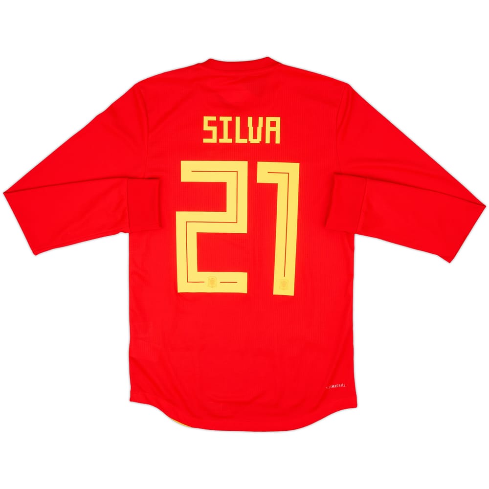 2018-19 Spain Player Issue Home L/S Shirt Silva #21 (S)