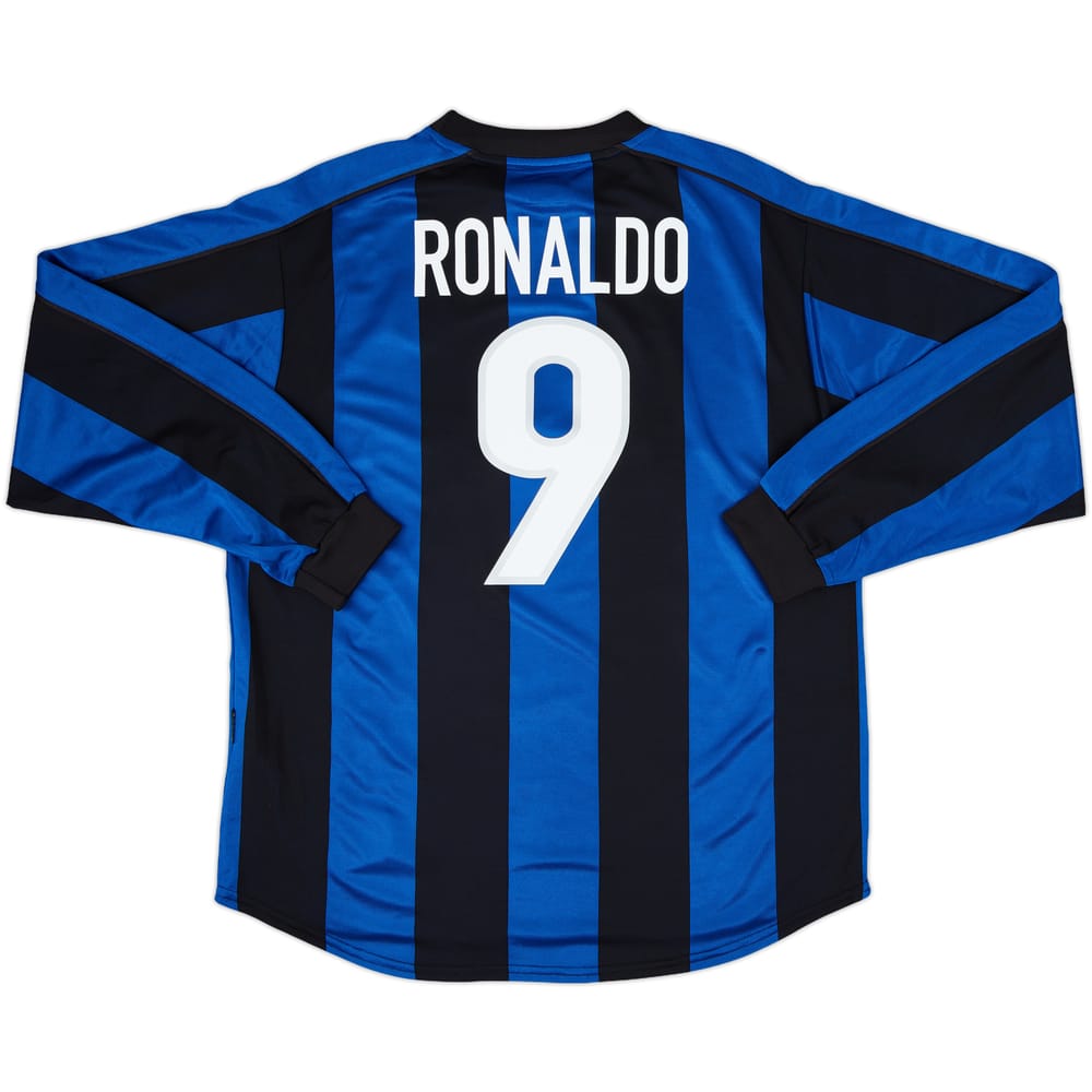 1999-00 Inter Milan Home L/S Shirt Ronaldo #9 - 8/10 - (L)