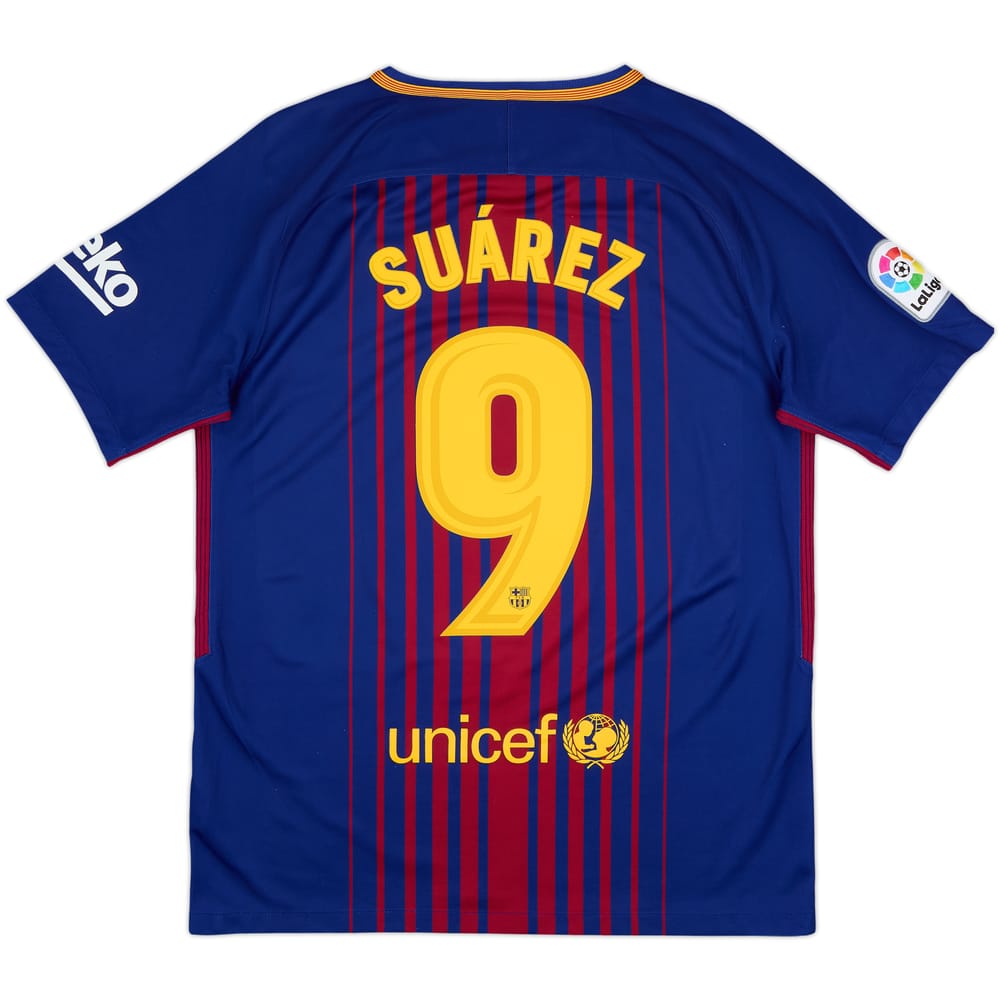 2017-18 Barcelona Home Shirt Suarez #9 - 6/10 - (M)