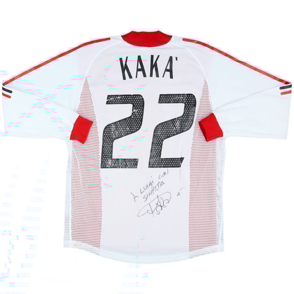 2002-03 AC Milan Player Issue Signed Away L/S Shirt Kaka #22 - 6/10 - (M)