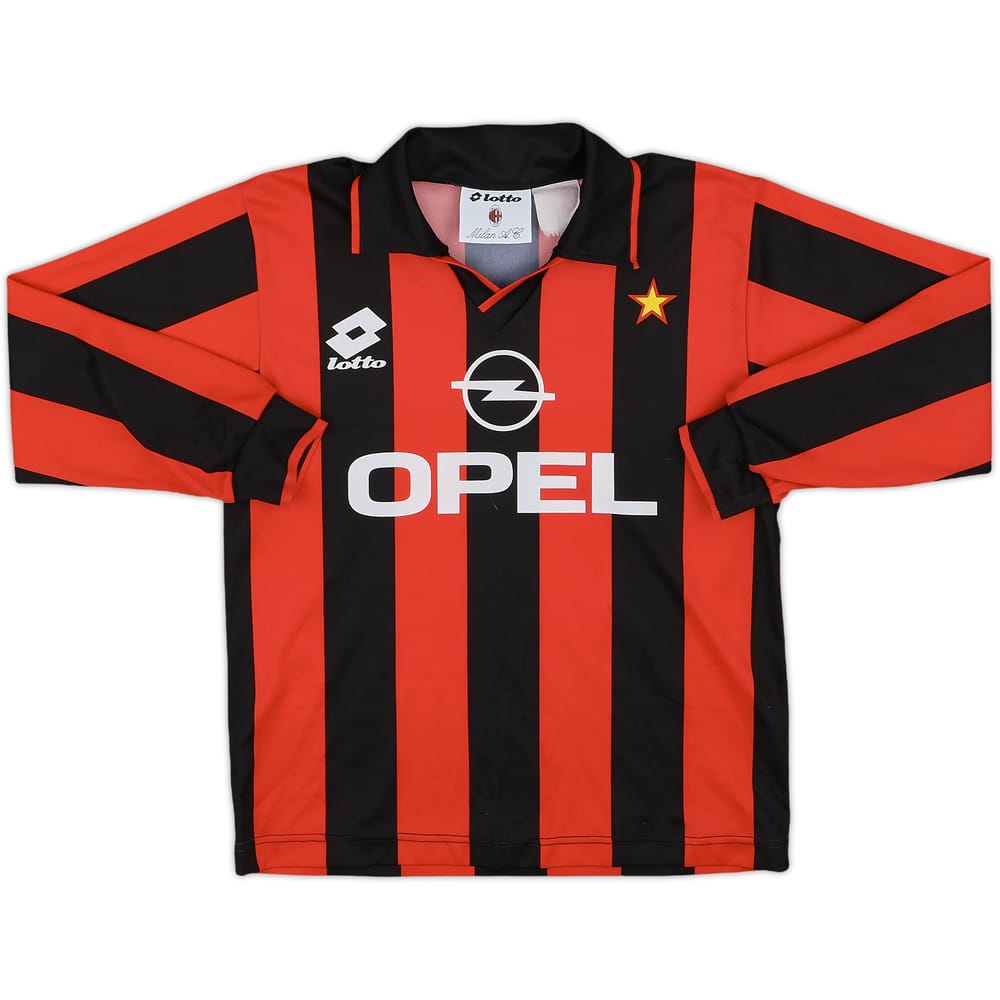 1994-95 AC Milan Home L/S Shirt - 9/10 - (M.Boys)