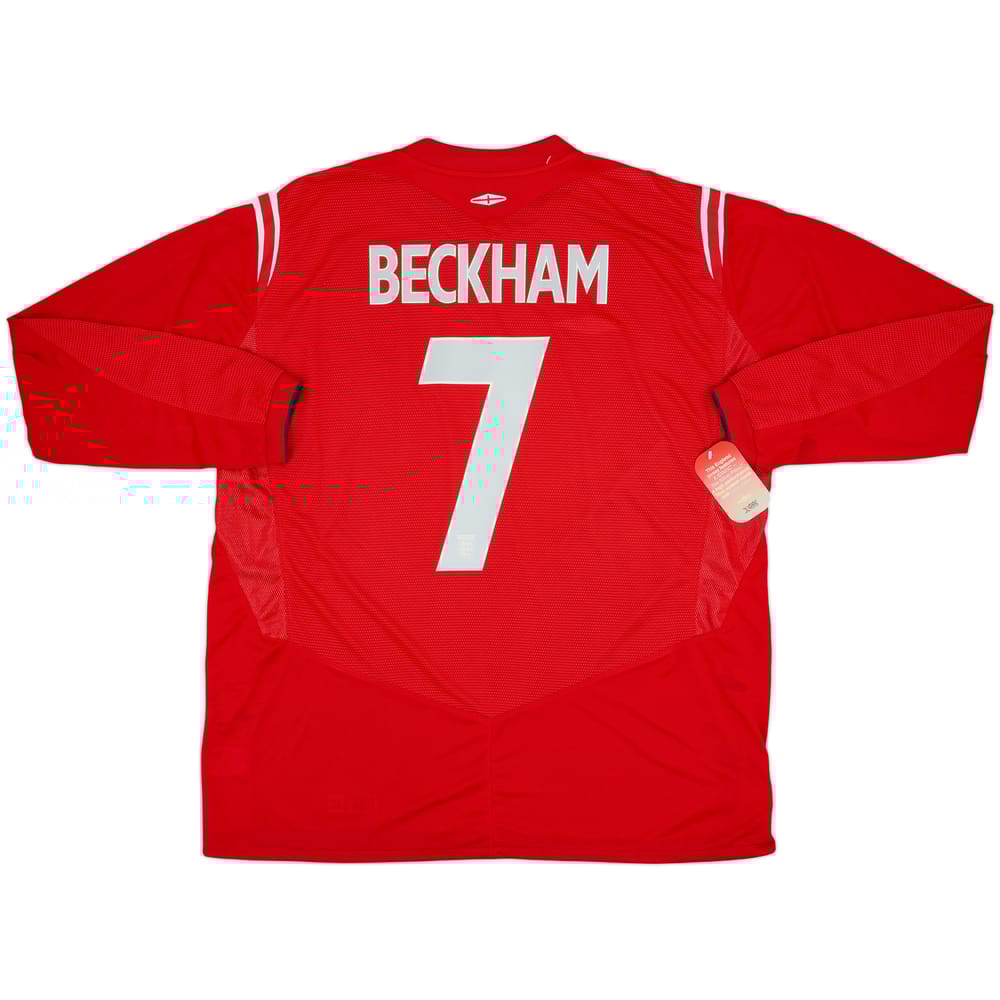 2004-06 England Away L/S Shirt Beckham #7 (XXL)