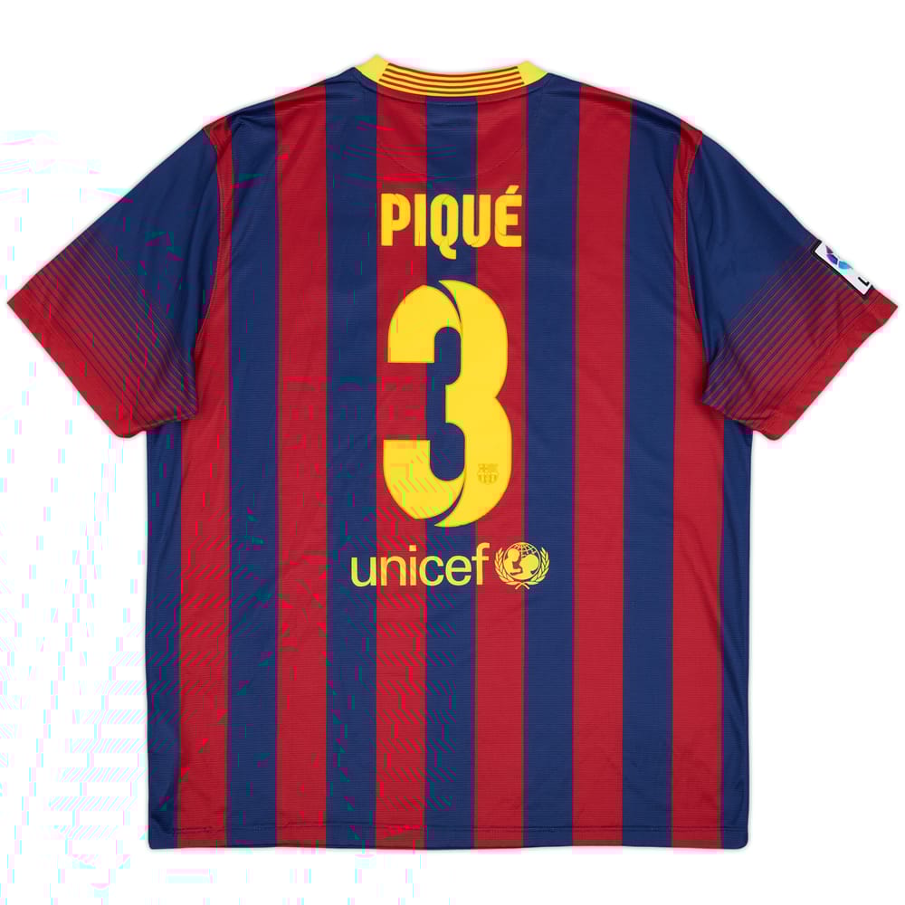 2013-14 Barcelona Home Shirt Pique #3 - 8/10 - (XL)
