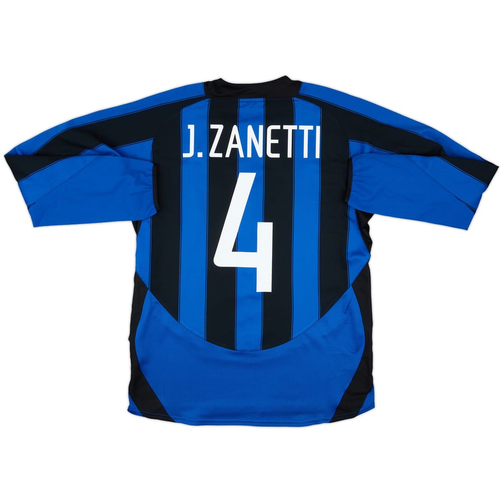 2003-04 Inter Milan Home L/S Shirt J.Zanetti #4 - 8/10 - (M)