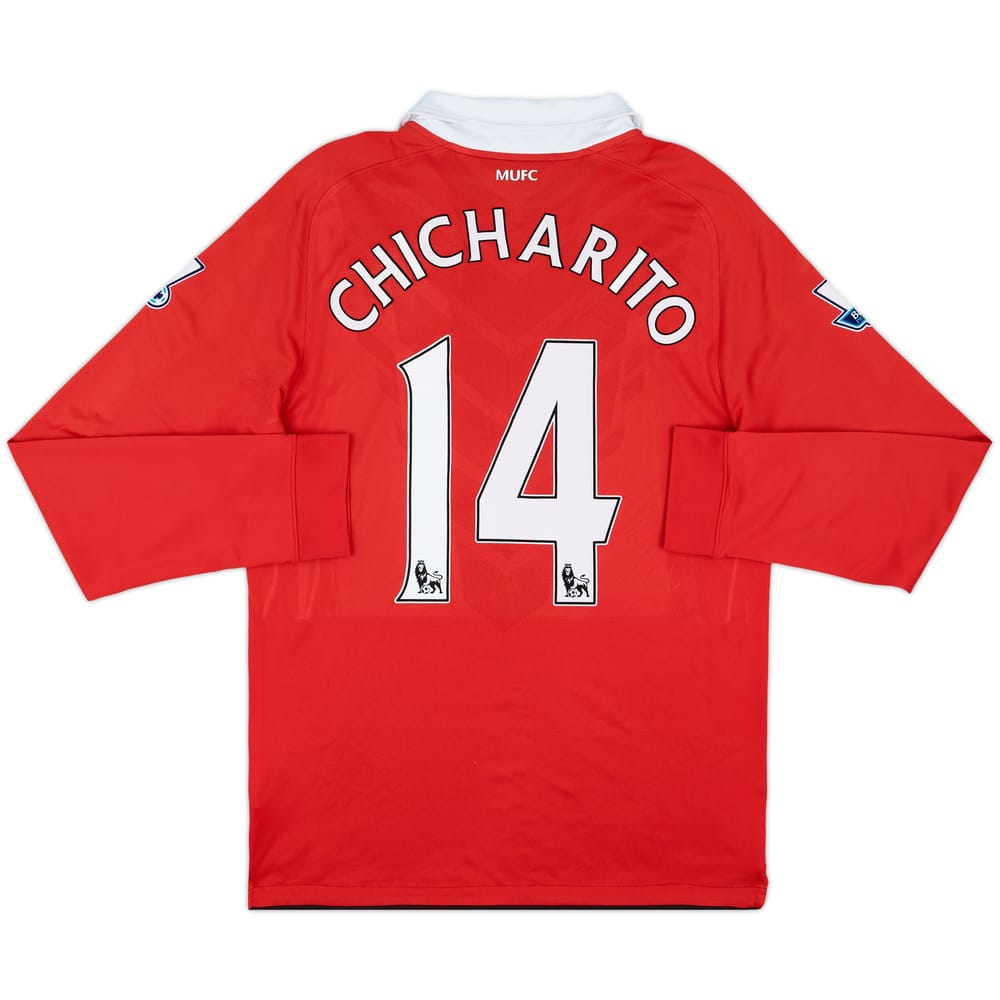 2010-11 Manchester United Home L/S Shirt Chicharito #14 - 9/10 - (M)