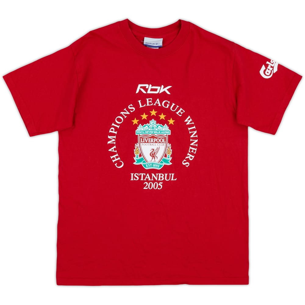 2005-06 Liverpool 'Champions League Winners' Cotton Tee - 9/10 - (S)