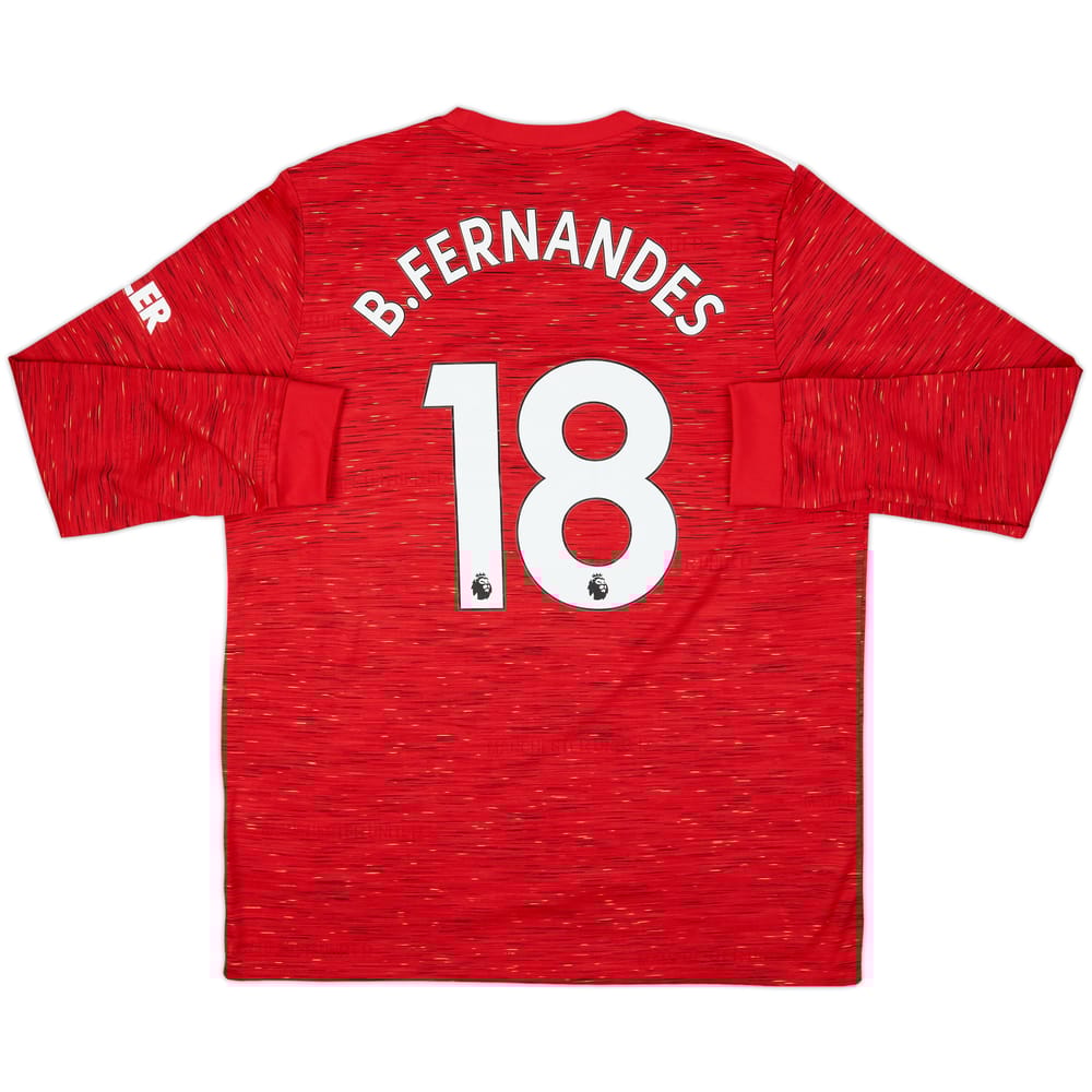 2020-21 Manchester United Home L/S Shirt B.Fernandes #18 - 8/10 - (XL)