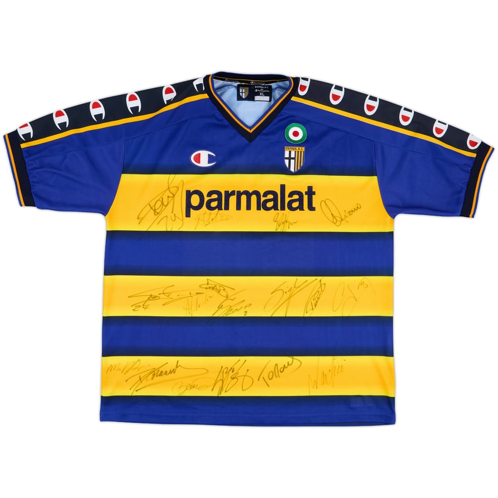 2002-03 Parma Squad Signed Home Shirt - 8/10 - (XL)