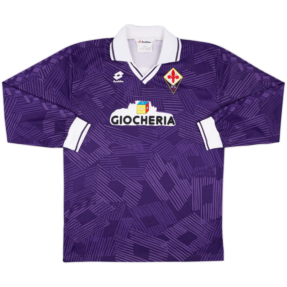 1991-92 Fiorentina Match Issue Home L/S Shirt #4
