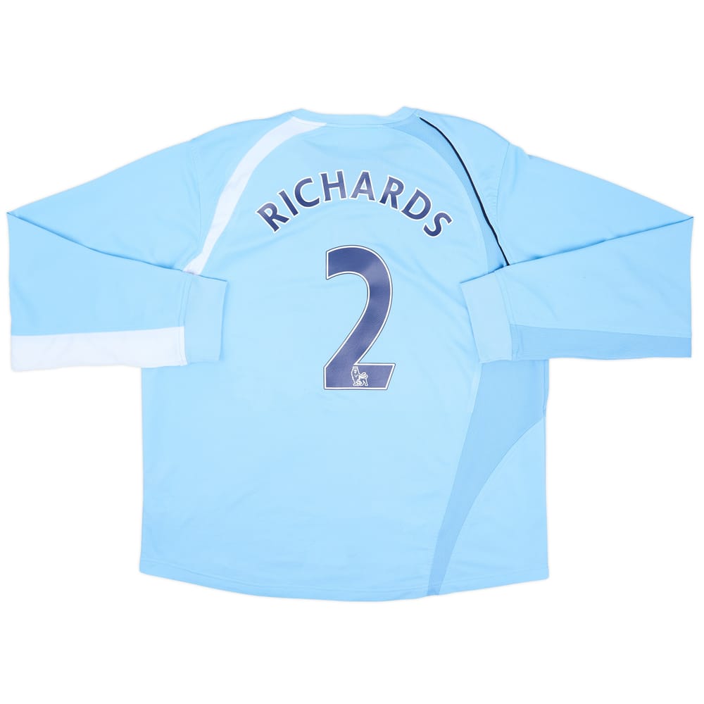 2008-09 Manchester City Home L/S Shirt Richards #2 - 8/10 - (XXL)