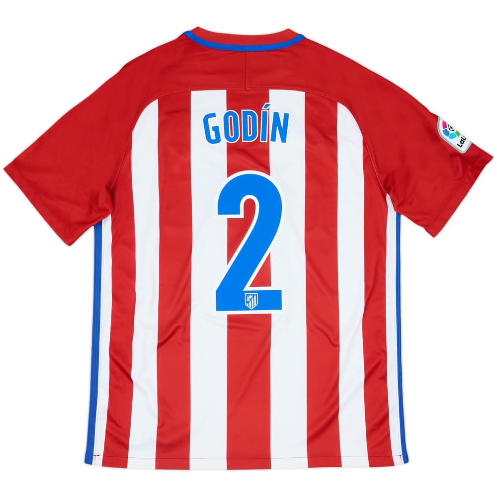 2016-17 Atletico Madrid Home Shirt Godin #2 - 7/10 - (L)