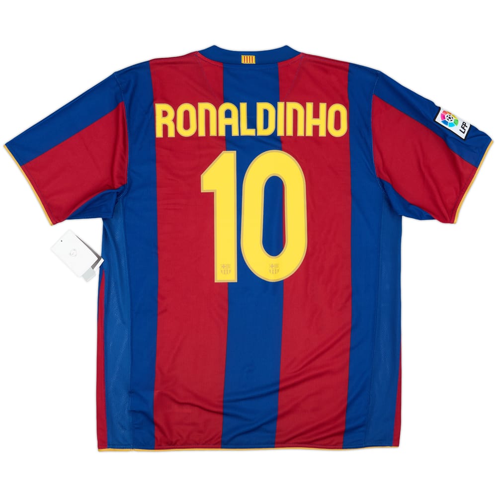 2007-08 Barcelona Home Shirt Ronaldinho #10 (XL)
