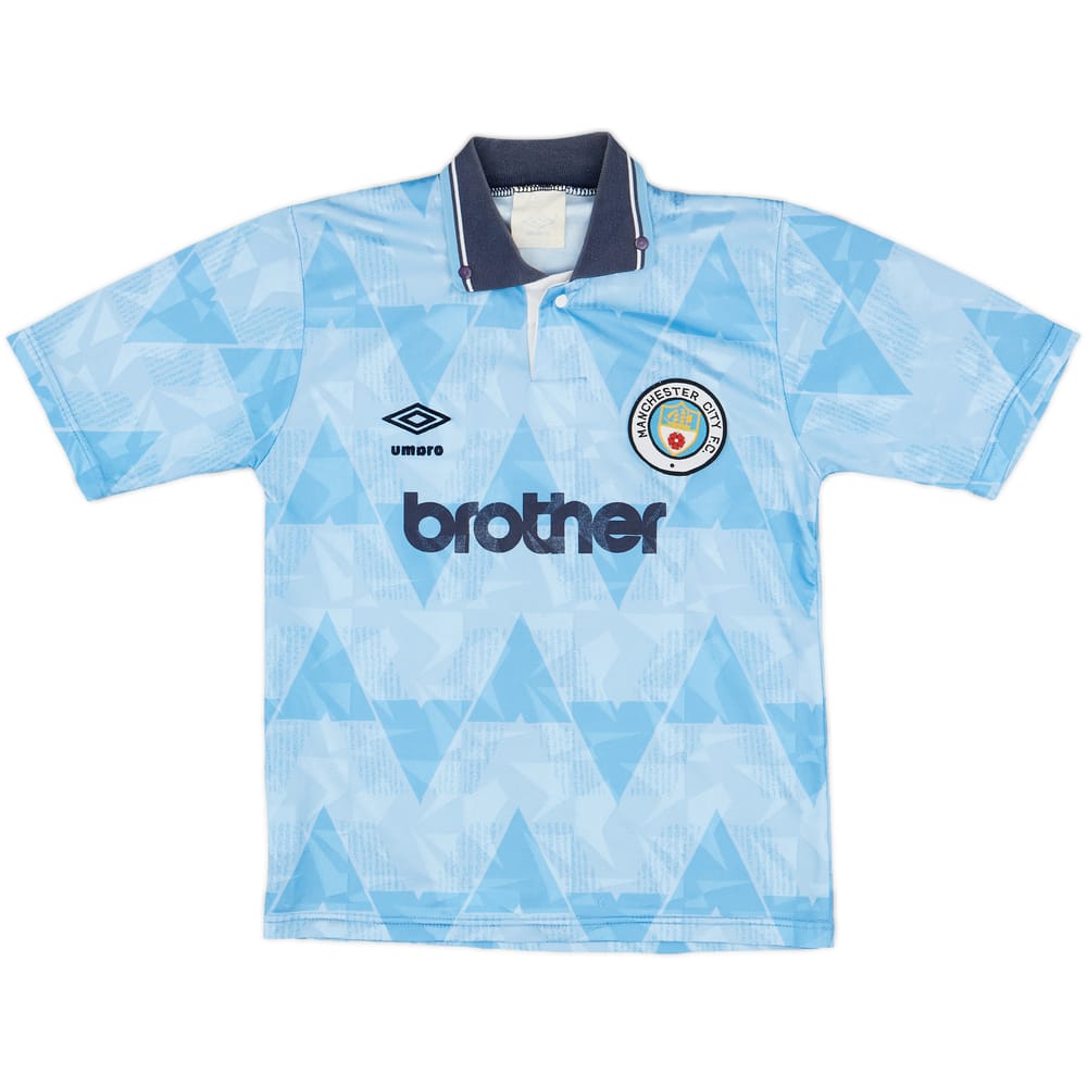 1989-91 Manchester City Home Shirt - 7/10 - (L.Boys)