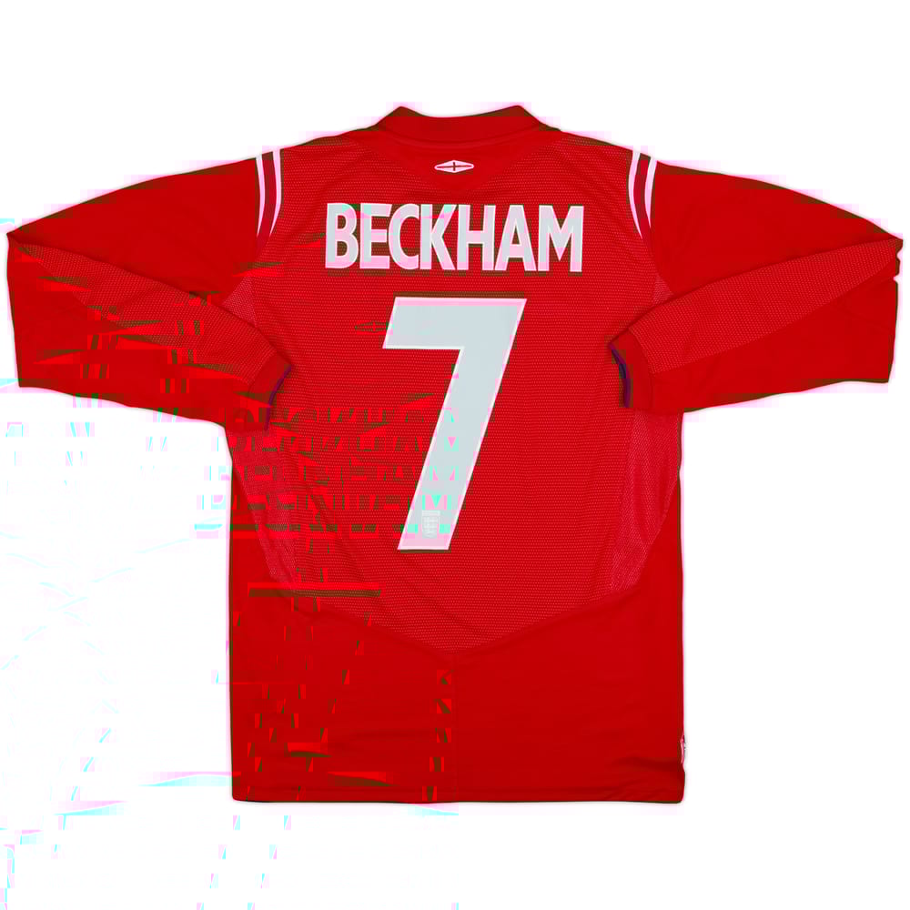 2004-06 England Away L/S Shirt Beckham #7 - 7/10 - (S)