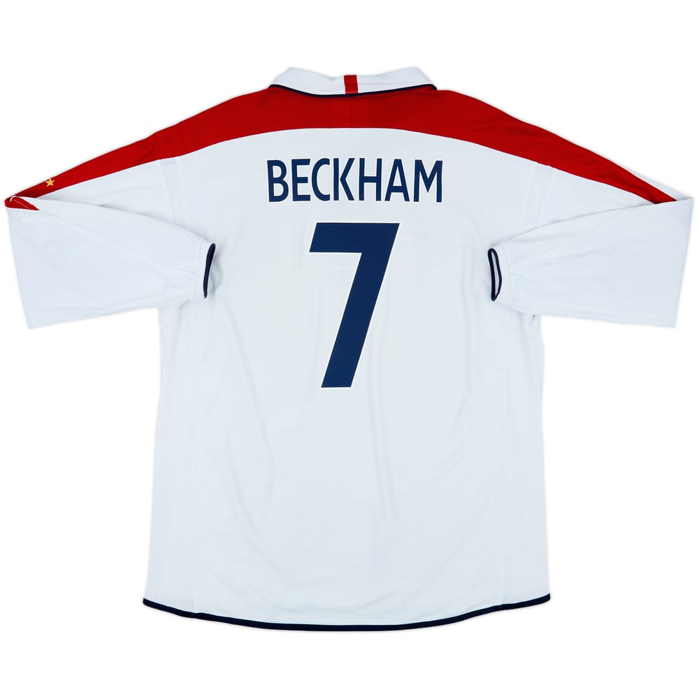 2003-05 England Home L/S Shirt Beckham #7 - 7/10 - (XXL)