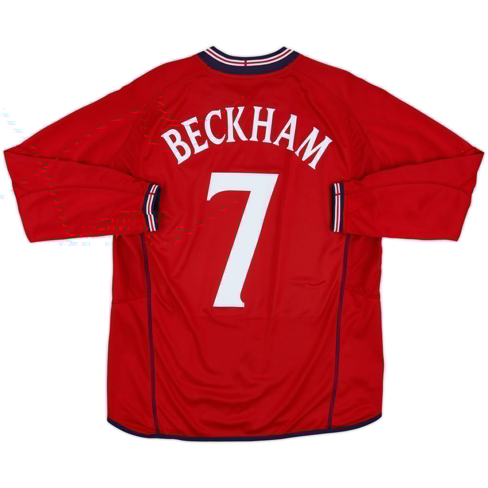 2002-04 England Away L/S Shirt Beckham #7 - 6/10 - (L)