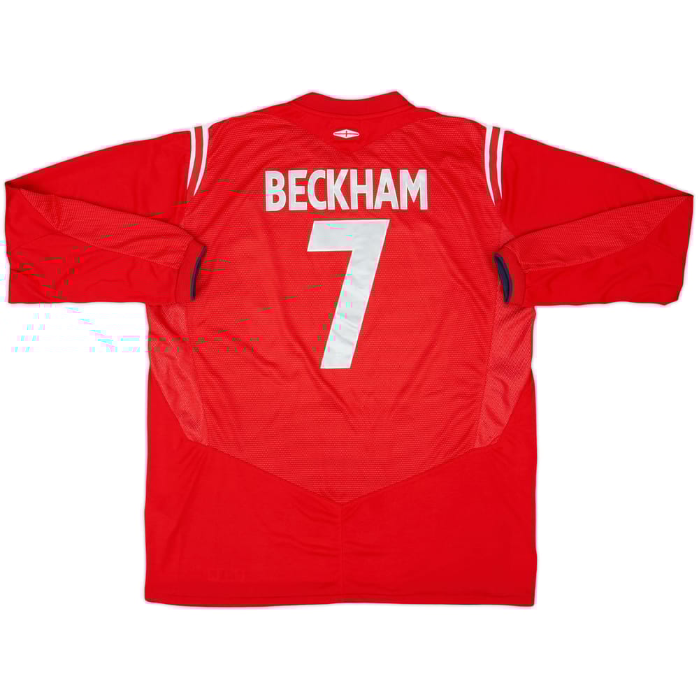 2004-06 England Away L/S Shirt Beckham #7 - 9/10 - (XL)