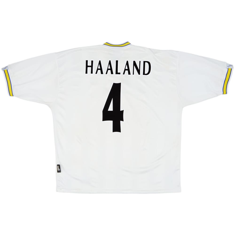 1996-98 Leeds United Home Shirt Haaland #4 - 7/10 - (XL)