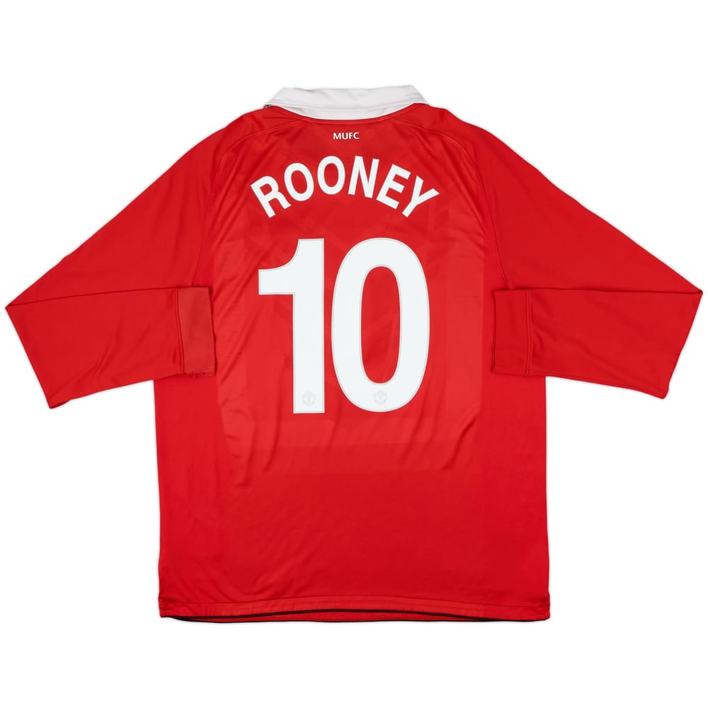 2010-11 Manchester United Home L/S Shirt Rooney #10 - 5/10 - (XL)