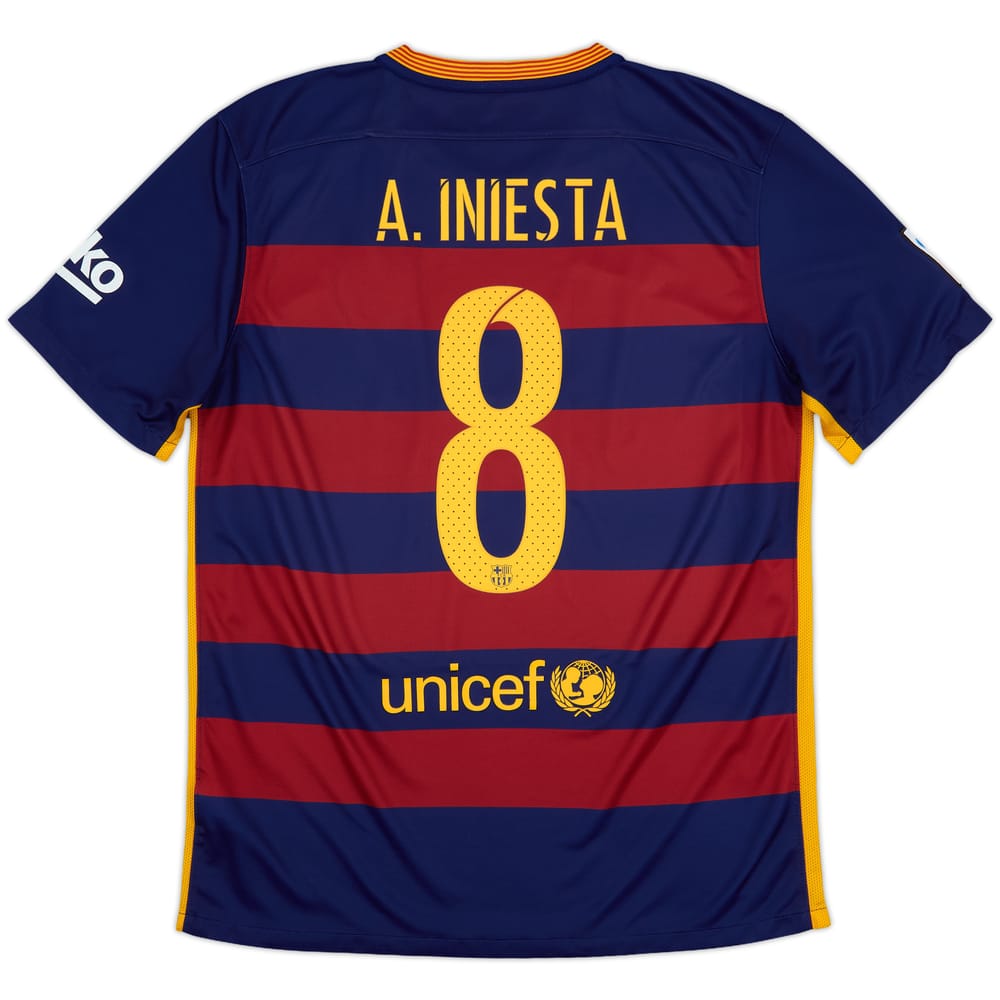 2015-16 Barcelona Home Shirt A.Iniesta #8 - 7/10 - (L)