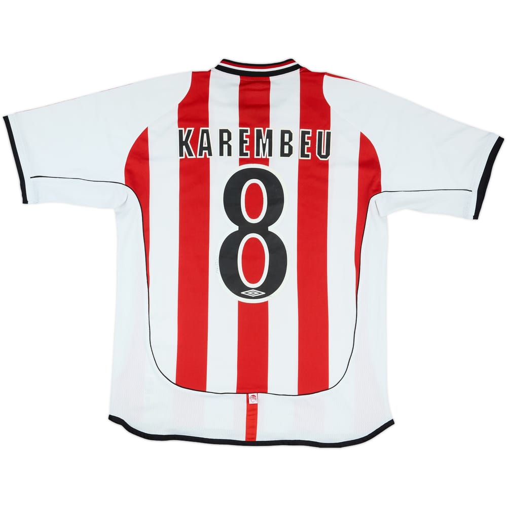 2001-02 Olympiakos Signed Home Shirt Karembeu #8 - 4/10 - (M)