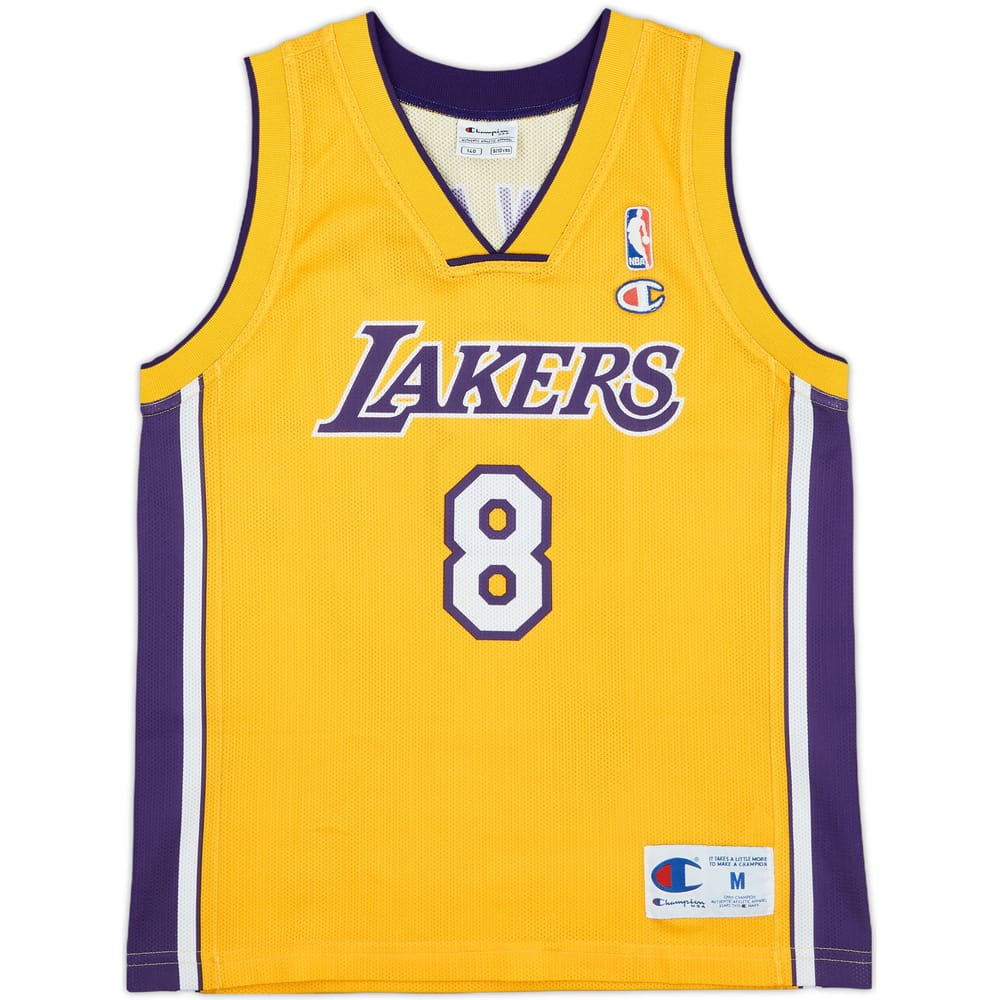 1999-06 LA Lakers Bryant #8 Champion Home Jersey - 9/10 - (M.Boys)