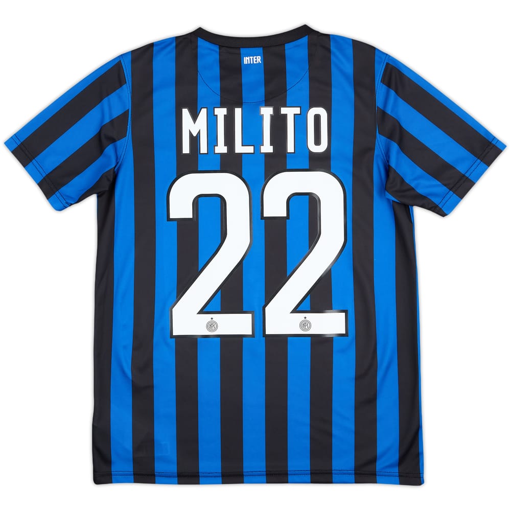 2011-12 Inter Milan Basic Home Shirt Milito #22 - 8/10 - (L.Boys)