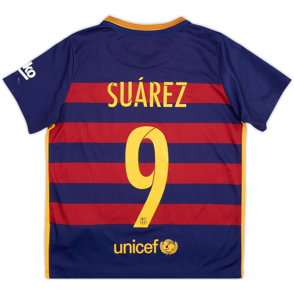 2015-16 Barcelona Home Shirt Suarez #9 - 9/10 - (7-8 Years)