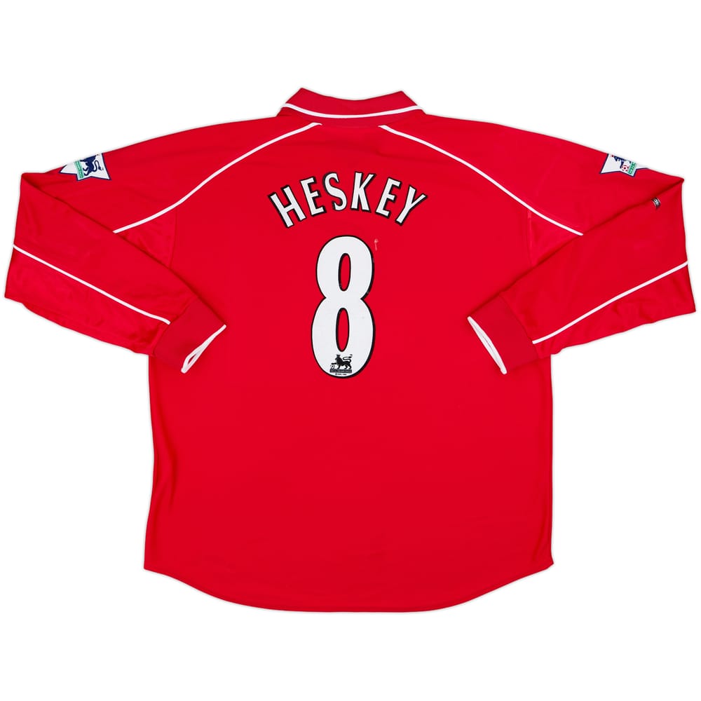 Camiseta de local de manga larga del Liverpool 2000-02 Heskey #8 - 8/10 - (XL)