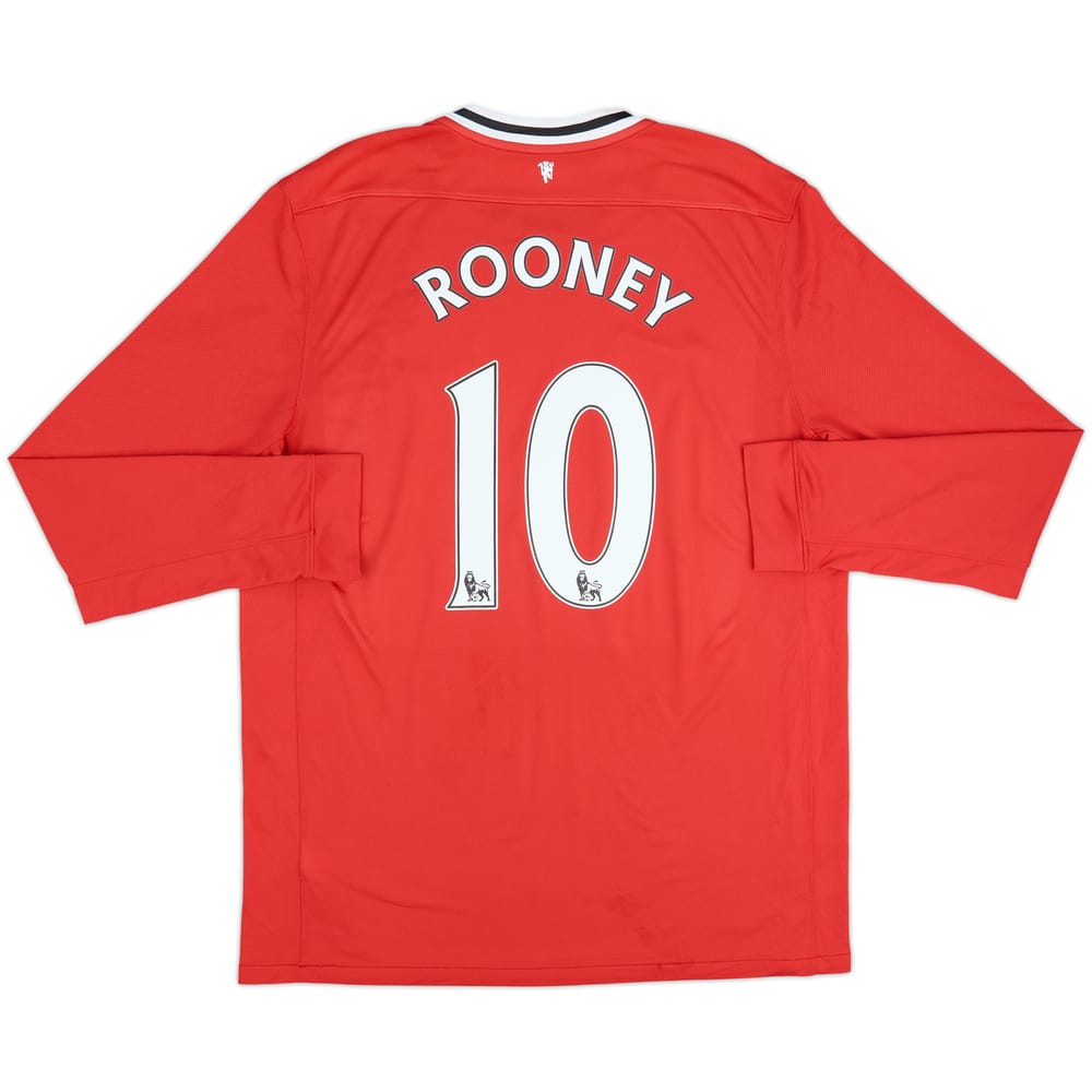 2011-12 Manchester United Home L/S Shirt Rooney #10 - 6/10 - (XL)